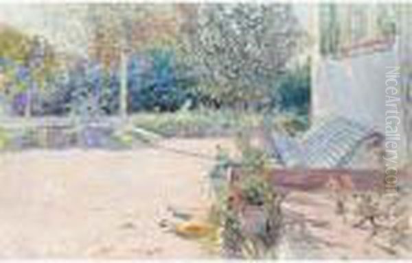 Min Gardsplan (my Backyard) Oil Painting by Carl Larsson