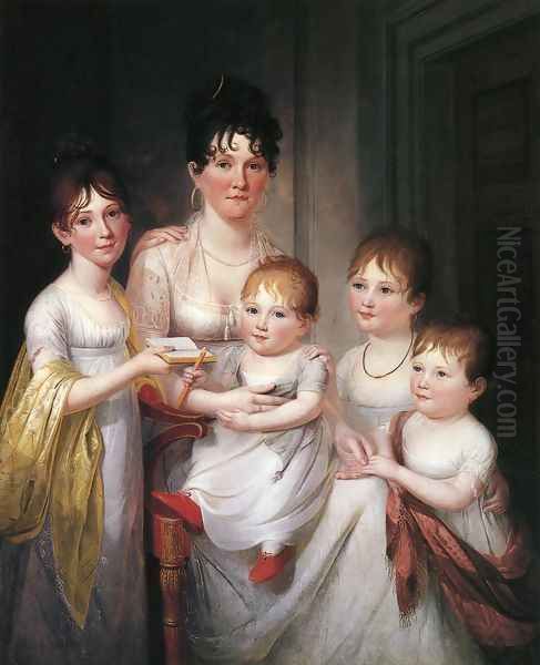 Madame Dubocq and Her Children Oil Painting by James Peale