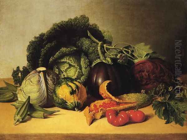 Still Life: Balsam Apples and Vegetables Oil Painting by James Peale