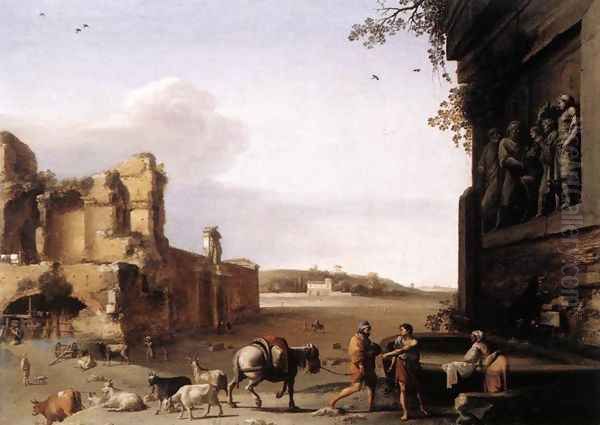 Ruins of Ancient Rome c. 1620 Oil Painting by Cornelis Van Poelenburgh