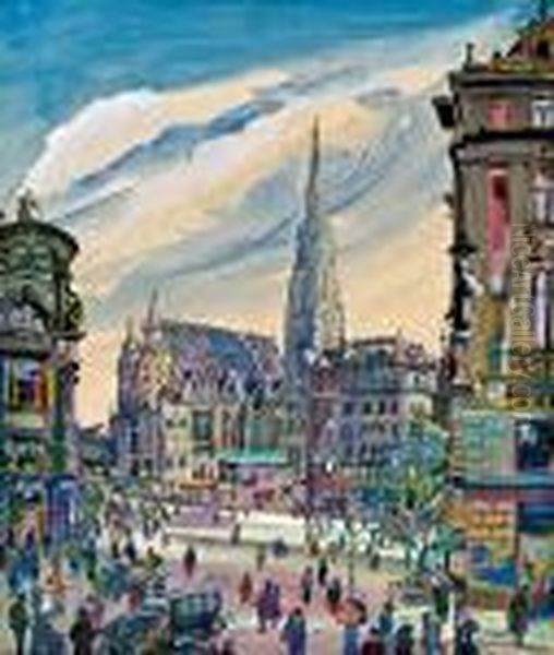 Der Stephansdom Oil Painting by Oskar Laske