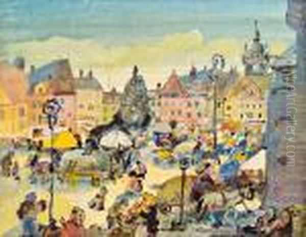 Der Krautmarkt In Brunn Oil Painting by Oskar Laske