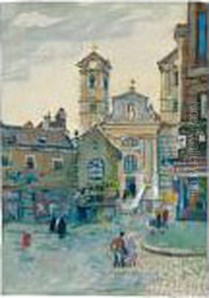 St. Ulrich Am Neubau Oil Painting by Oskar Laske