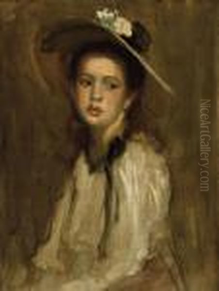 Portrait Of A Young Girl Oil Painting by Philip Alexius De Laszlo