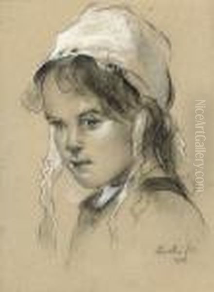 Study Of Young Girl Oil Painting by Philip Alexius De Laszlo