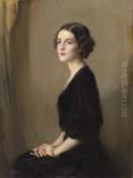 Portrait Of Mrs Virginia Heckscher Mcfadden Oil Painting by Philip Alexius De Laszlo