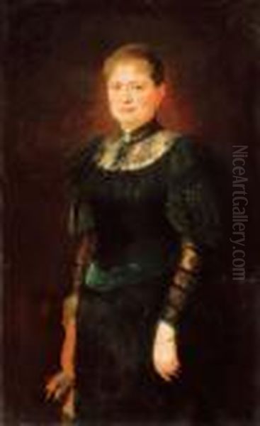 Lady In A Velvet Dress Oil Painting by Philip Alexius De Laszlo