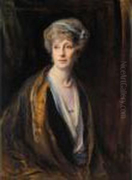 Portrait Of Lady Frances Gresley Oil Painting by Philip Alexius De Laszlo