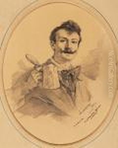 Self-portrait With Beer-pot Oil Painting by Philip Alexius De Laszlo