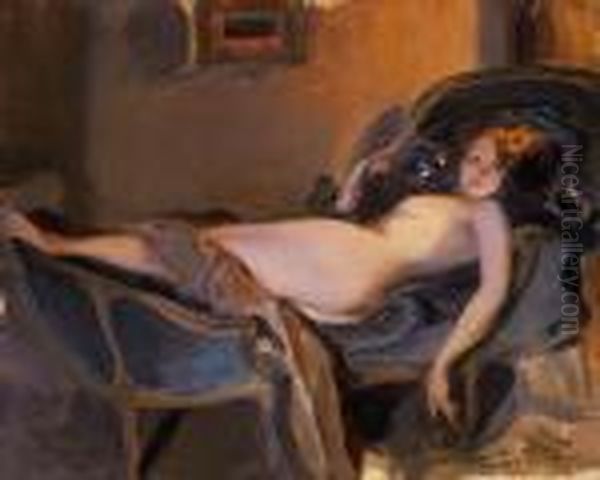 Nude, Lying Oil Painting by Philip Alexius De Laszlo