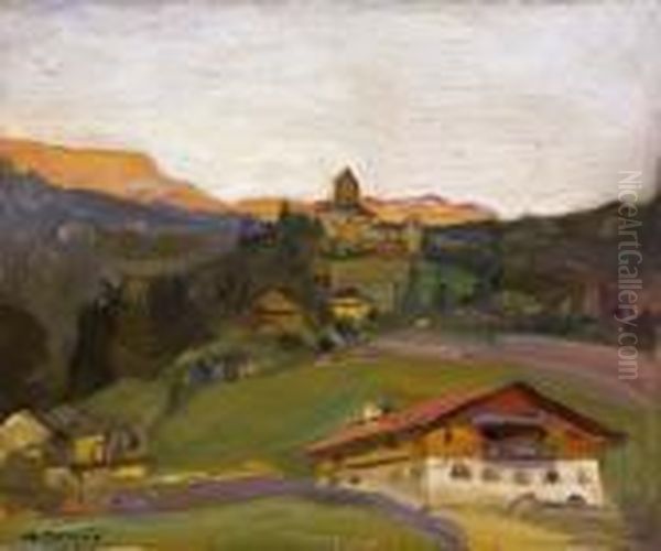 Village In Tyrol Oil Painting by Philip Alexius De Laszlo