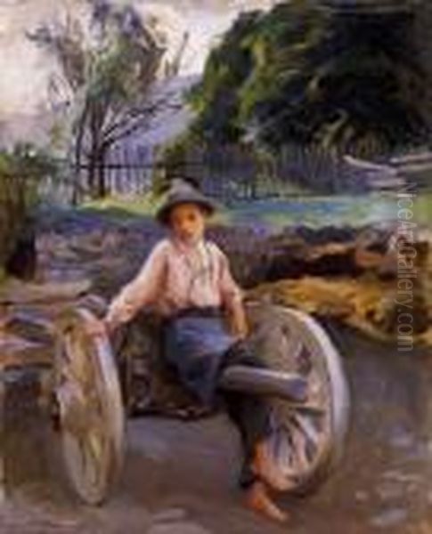 Little Boy With Hat Oil Painting by Philip Alexius De Laszlo