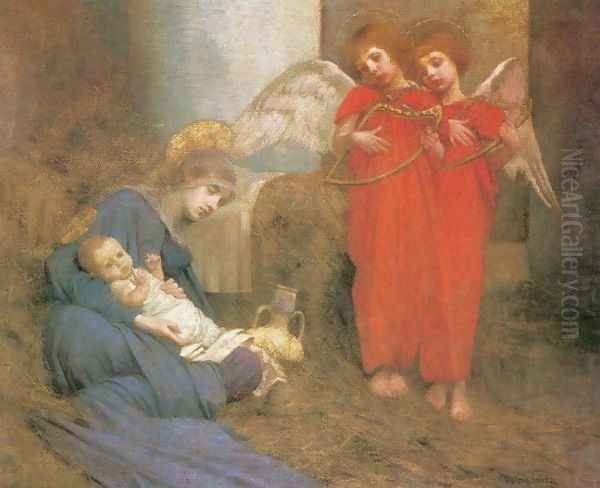 Angels Entertaining the Holy Child Oil Painting by Marianne Preindelsberger Stokes