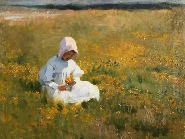 In a Field of Buttercups Oil Painting by Marianne Preindelsberger Stokes