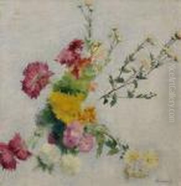 Fleurs Oil Painting by Achille Lauge