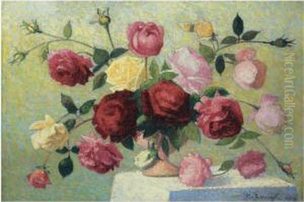 Bouquet De Roses Oil Painting by Achille Lauge