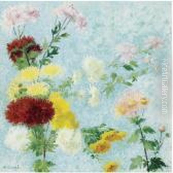 Etude De Chrysanthemes I Oil Painting by Achille Lauge