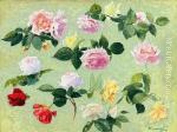 Les Roses Oil Painting by Achille Lauge