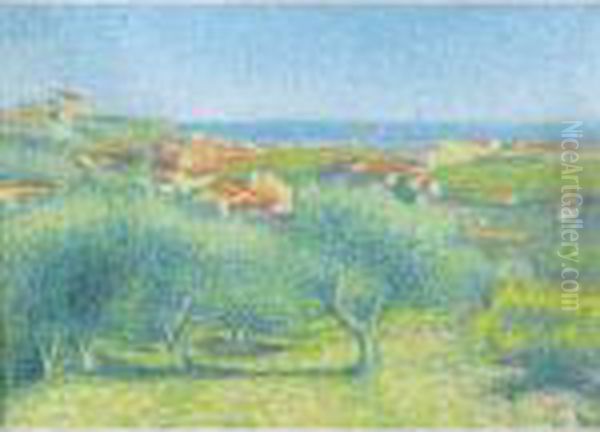 Vue De Collioure Oil Painting by Achille Lauge