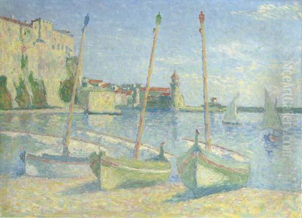 Bateaux A Collioure Oil Painting by Achille Lauge