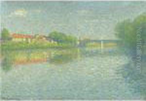 La Garonne A Toulouse Oil Painting by Achille Lauge