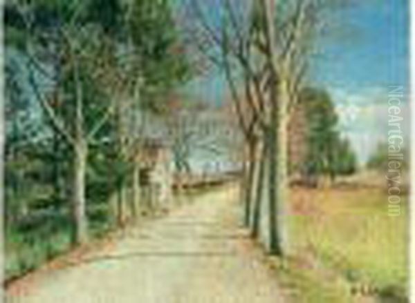 ?allee D'arbres En Automne? Oil Painting by Achille Lauge