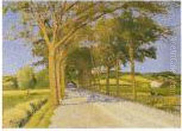 La Route De Cailhau Ensoleillee Oil Painting by Achille Lauge