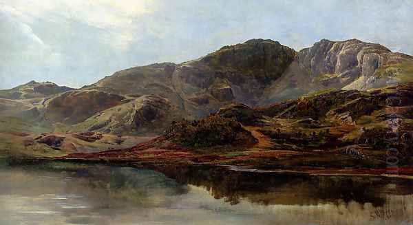 Landscape With A Lake, And Mountains Beyond Oil Painting by Sidney Richard Percy