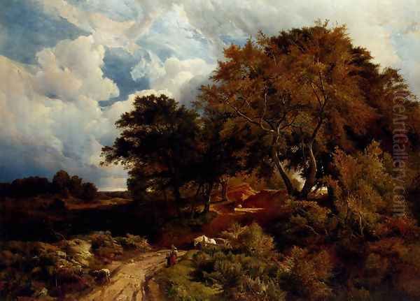 The road across the common Oil Painting by Sidney Richard Percy