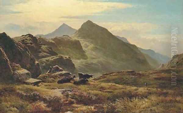 A view of Snowdon Oil Painting by Sidney Richard Percy