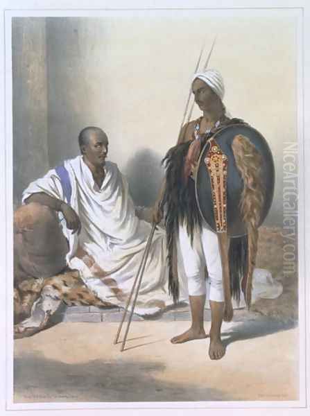 Abyssinian Priest and Warrior, illustration from The Valley of the Nile, engraved by Lemoine, pub. by Lemercier, 1848 Oil Painting by Emile Prisse d'Avennes