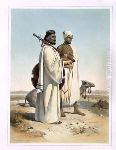 The Ababda, Nomads of the Eastern Thebaid Desert, illustration from The Valley of the Nile, engraved by Freeman, pub. by Lemercier, 1848 Oil Painting by Emile Prisse d'Avennes