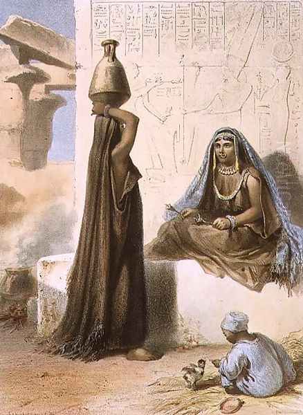 Women of Middle Egypt, illustration from The Valley of the Nile, engraved by Mouilleron, pub. by Lemercier, 1848 Oil Painting by Emile Prisse d'Avennes