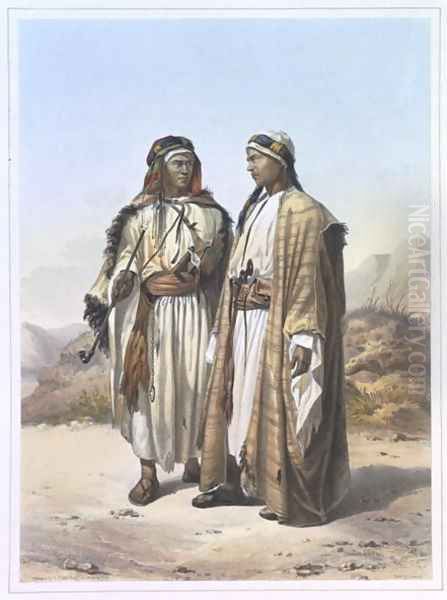 A Mahazi and a Soualeh Bedouin, illustration from The Valley of the Nile, engraved by Charles Bour 1814-81 pub. by Lemercier, 1848 Oil Painting by Emile Prisse d'Avennes