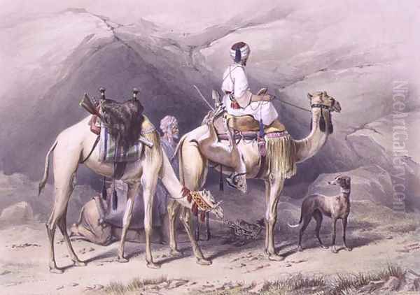 Dromedaries Halting in the Desert, illustration from The Valley of the Nile, engraved by Lehnert, pub. by Lemercier, 1848 Oil Painting by Emile Prisse d'Avennes