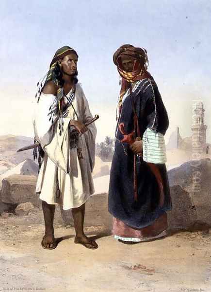 A Wahabi with an Azami Arab, illustration from The Valley of the Nile, engraved by Mouilleron, pub. by Lemercier, 1848 Oil Painting by Emile Prisse d'Avennes