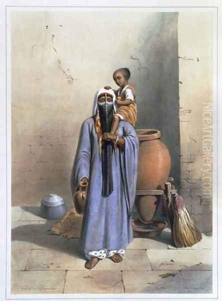 Fellah Woman and Child, illustration from The Valley of the Nile, engraved by Charles Bour 1814-81 pub. by Lemercier, 1848 Oil Painting by Emile Prisse d'Avennes