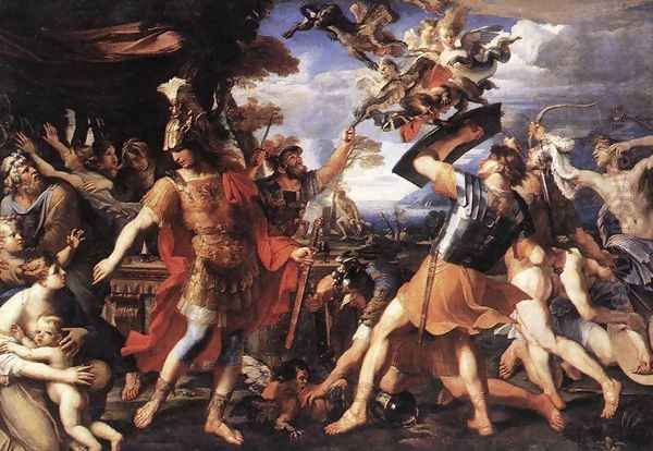 Aeneas and his Companions Fighting the Harpies 1646-47 Oil Painting by Francois Perrier