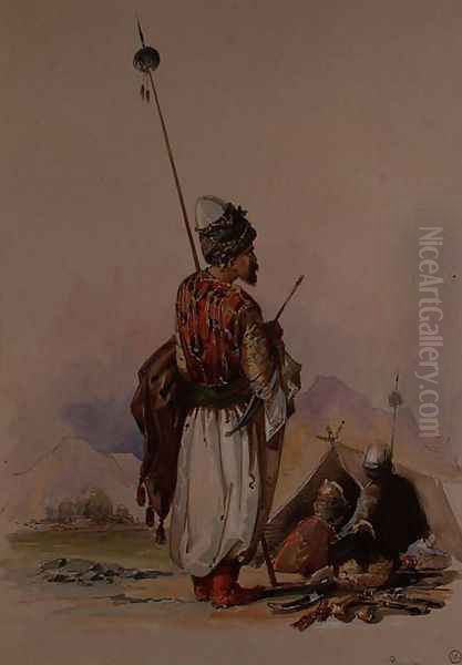 A Kurdish Warrior Oil Painting by Amadeo Preziosi