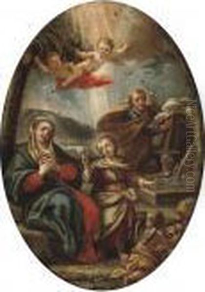 The Holy Family Oil Painting by Cirlce Of Filippo Lauri