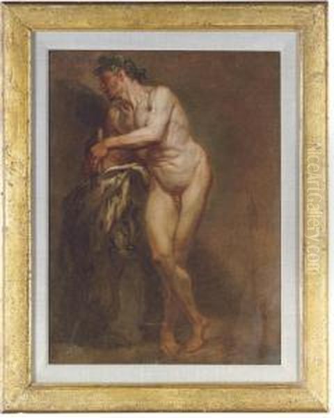 A Bacchic Figure Oil Painting by Cirlce Of Filippo Lauri