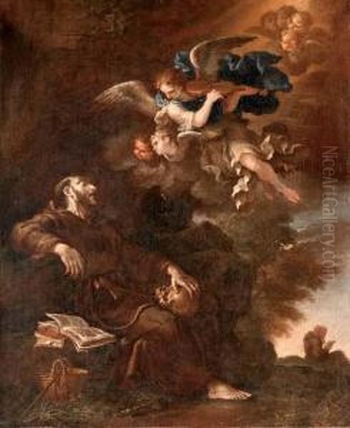 The Ecstasy Of Saint Francis Oil Painting by Cirlce Of Filippo Lauri