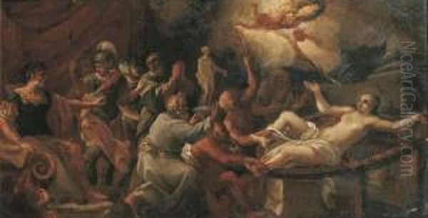 The Martyrdom Of Saint Catherine Oil Painting by Cirlce Of Filippo Lauri