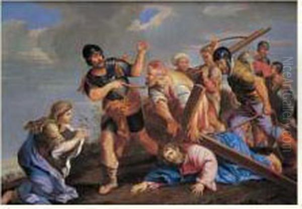 Le Portement De Croix Oil Painting by Cirlce Of Filippo Lauri