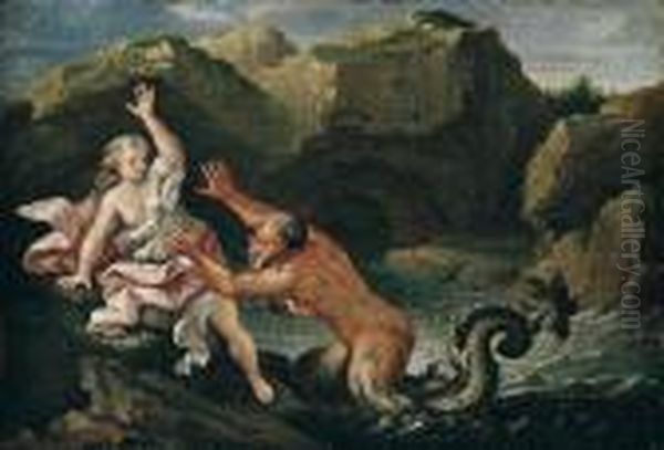 Glaucus And Scylla Oil Painting by Cirlce Of Filippo Lauri