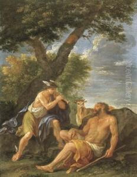 Mercury And Argus Oil Painting by Cirlce Of Filippo Lauri