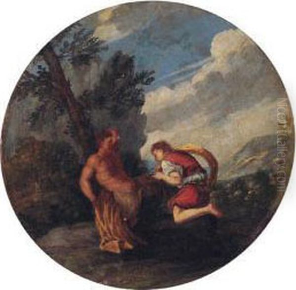 The Flaying Of Marsyas; And Pandora's Box Oil Painting by Cirlce Of Filippo Lauri