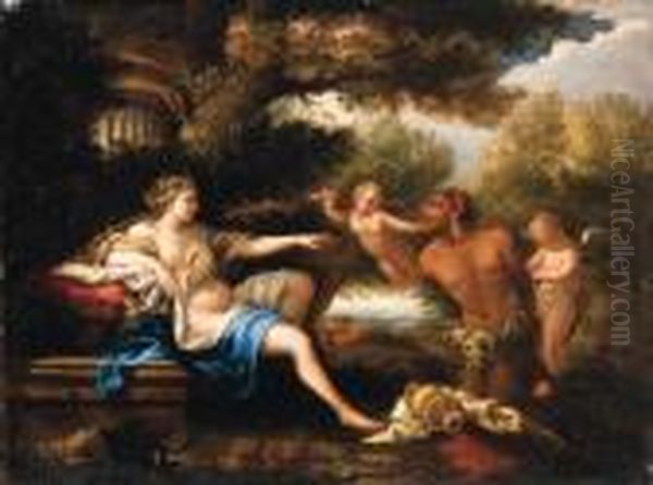 Diana And Bacchus Oil Painting by Cirlce Of Filippo Lauri