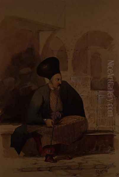 An Armenian Merchant Oil Painting by Amadeo Preziosi