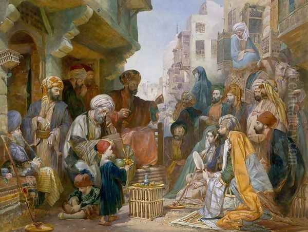 Turkish Street Scene Oil Painting by Amadeo Preziosi